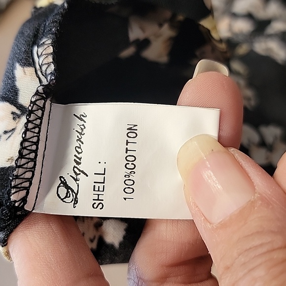 Liquorish Size 10/38 Black with Cream & Tan Floral Pattern Midi Dress, NEW w/Tag - Picture 12 of 12